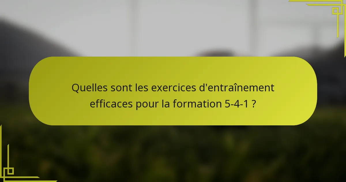 Quelles sont les exercices d'entraînement efficaces pour la formation 5-4-1 ?